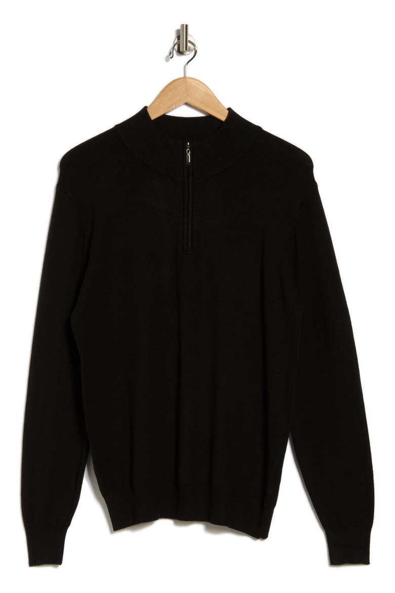 Slim Fit Quarter Zip Sweater, Alternate, color, BLACK
