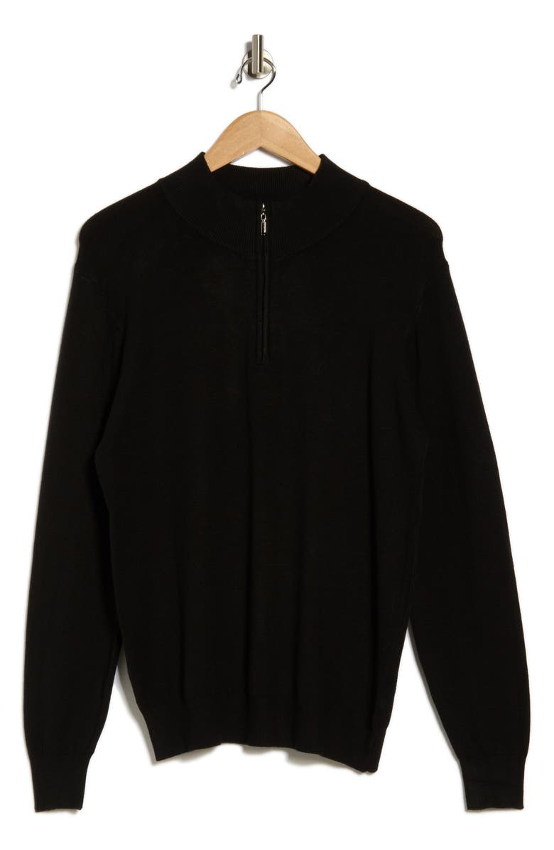 T.R. PREMIUM Slim Fit Quarter Zip Sweater, Alternate, color, Black