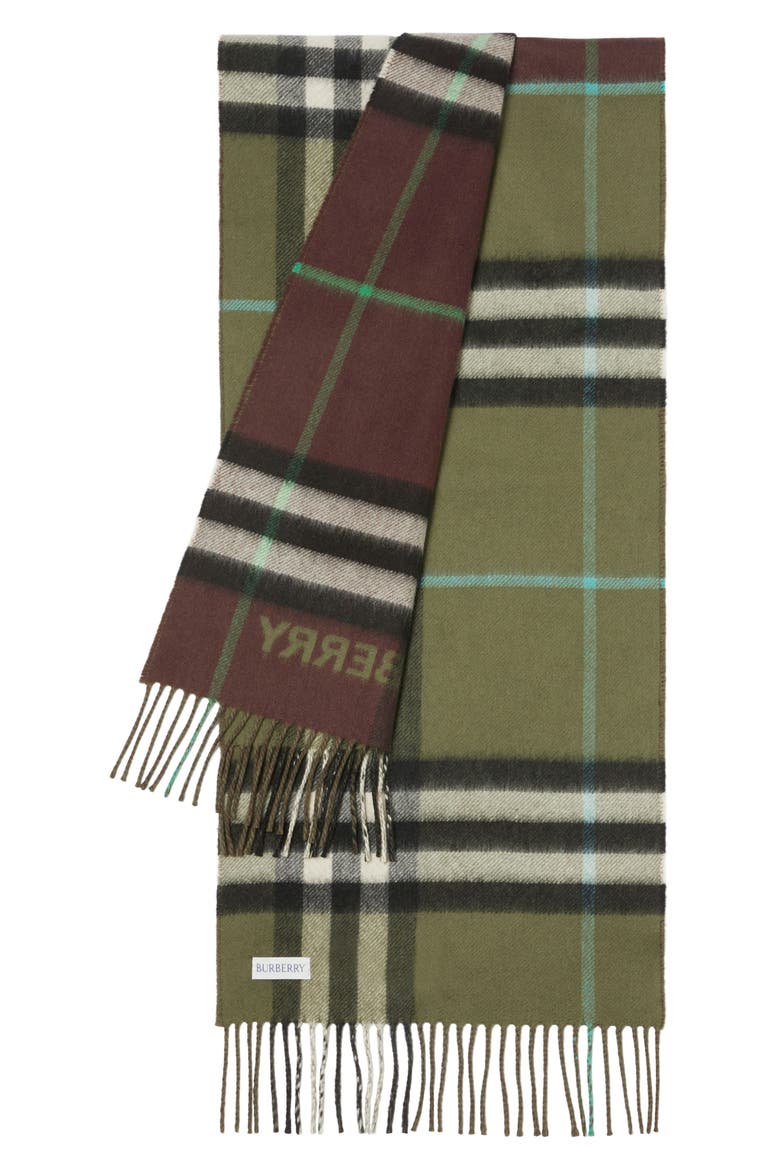 Giant Check Reversible Cashmere Scarf, Alternate, color, BROWN/ SHRUB