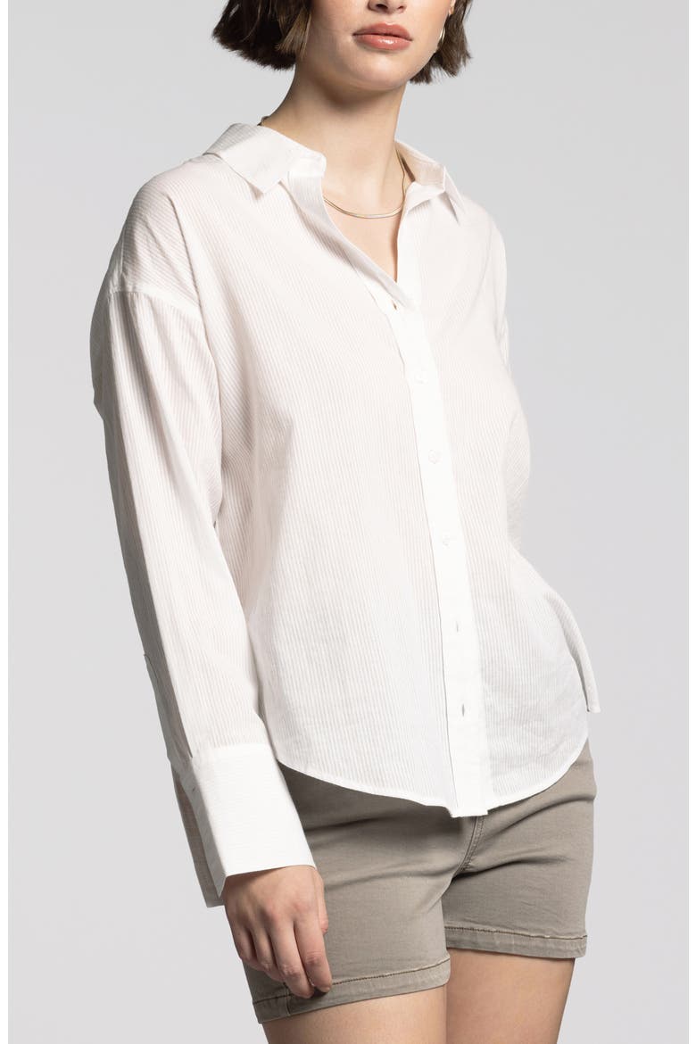 Maxime Stripe Button-Up Shirt, Alternate, color, BLANC
