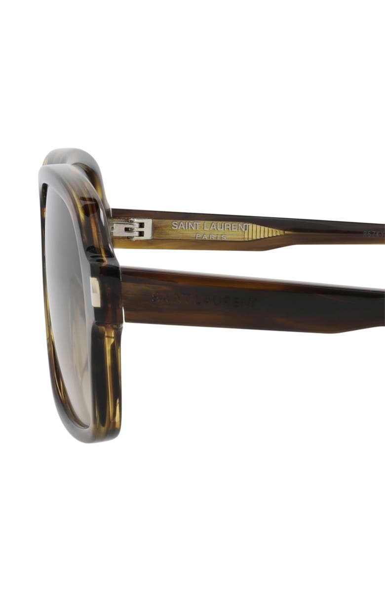 Saint Laurent 62mm Polarized Aviator Sunglasses, Alternate, color, Havana Havana Brown