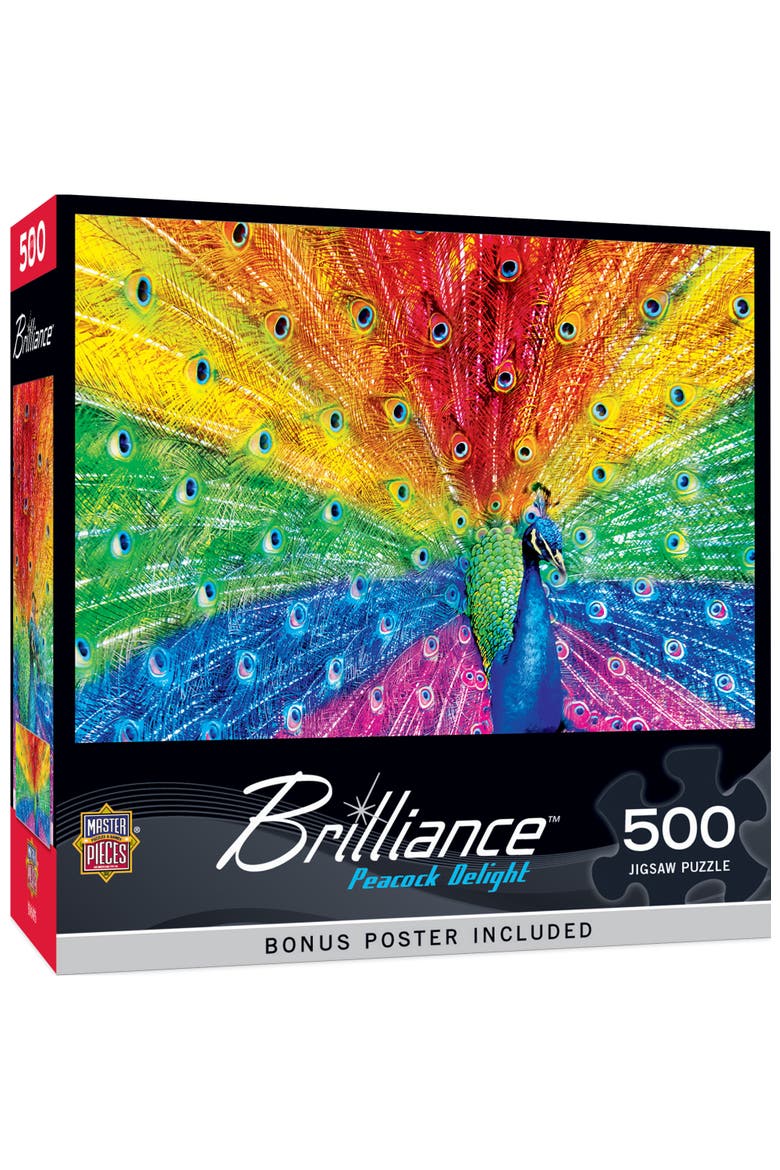 Peacock Delight 500 Piece Jigsaw Puzzle, Main, color, Multicolor