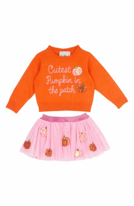 Kids' Cutest Pumpkin Sweater & Tutu Skort Set