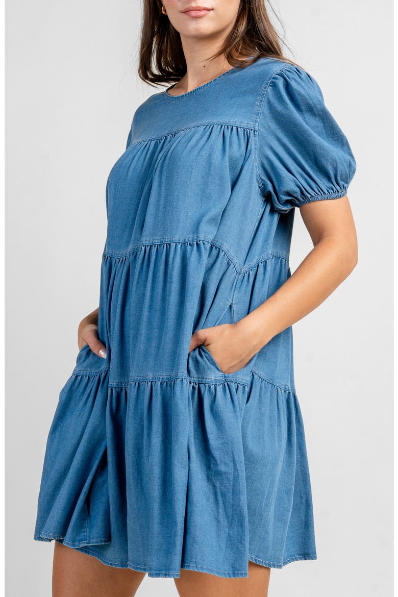 Tiered Chambray Dress, Alternate, color, LIGHT BLUE DENIM