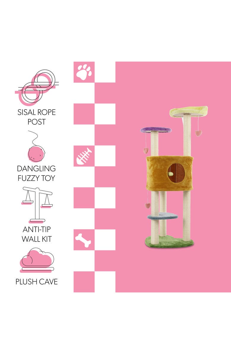 The Licker Store Aisling 4-Tier Modern Sisal Heart Cat Tree with Scratching Posts, Alternate, color, 