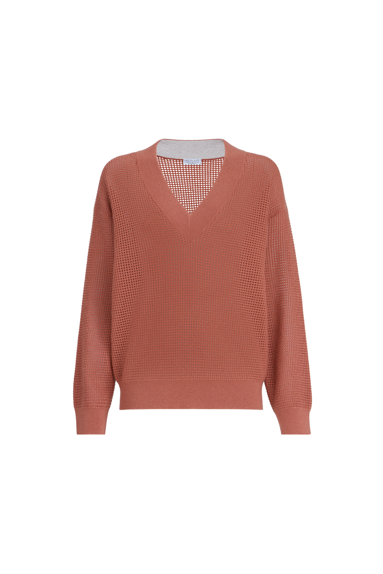 Cashmere net sweater, Alternate, color, Orange