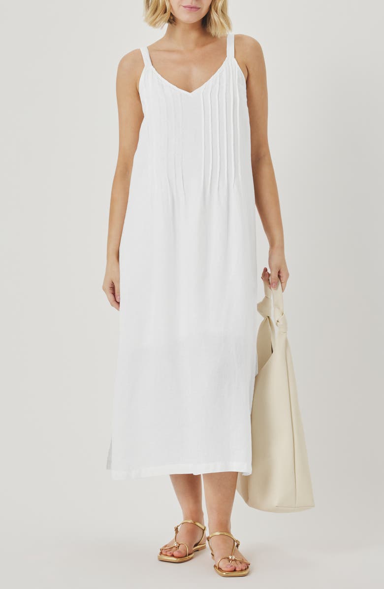 Splendid Stella Pintuck Detail Linen Dress, Main, color, White