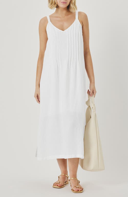 Splendid Stella Pintuck Detail Linen Dress in White at Nordstrom, Size Large