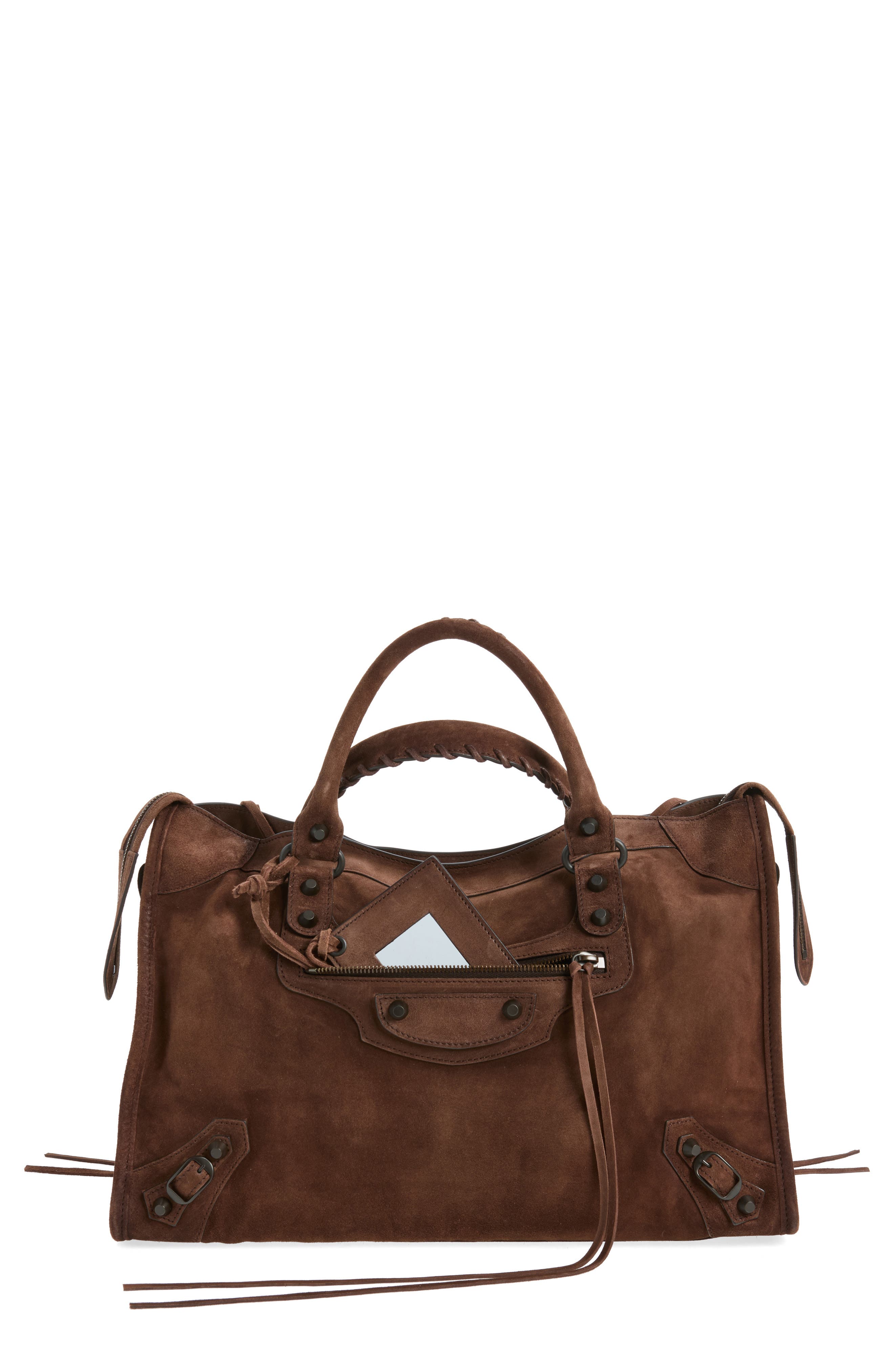 Medium Le City Suede Satchel, Main, color, 2308 LIGHT ESPRESSO