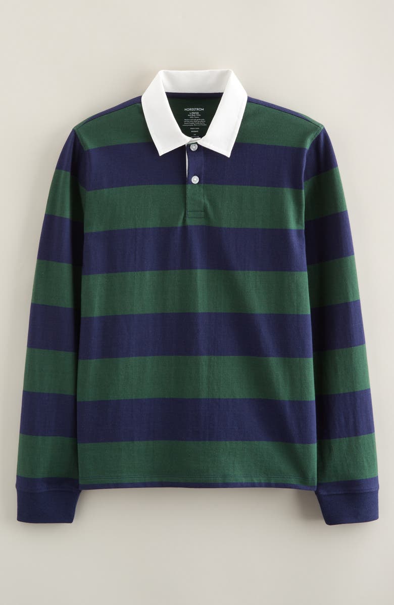 Nordstrom Kids' Stripe Rugby Shirt, Main, color, Green P - Navy Topher Stripe