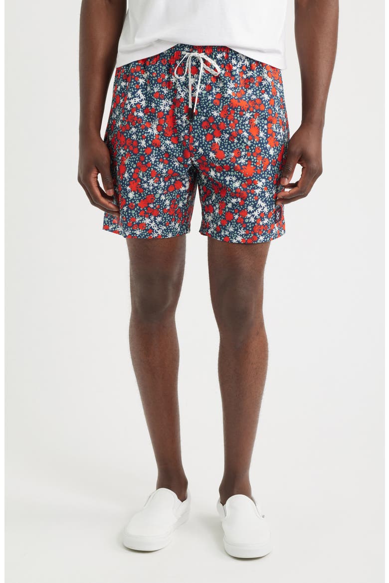 Warwick Stretch Drawstring Shorts, Main, color, NAVY/ RED