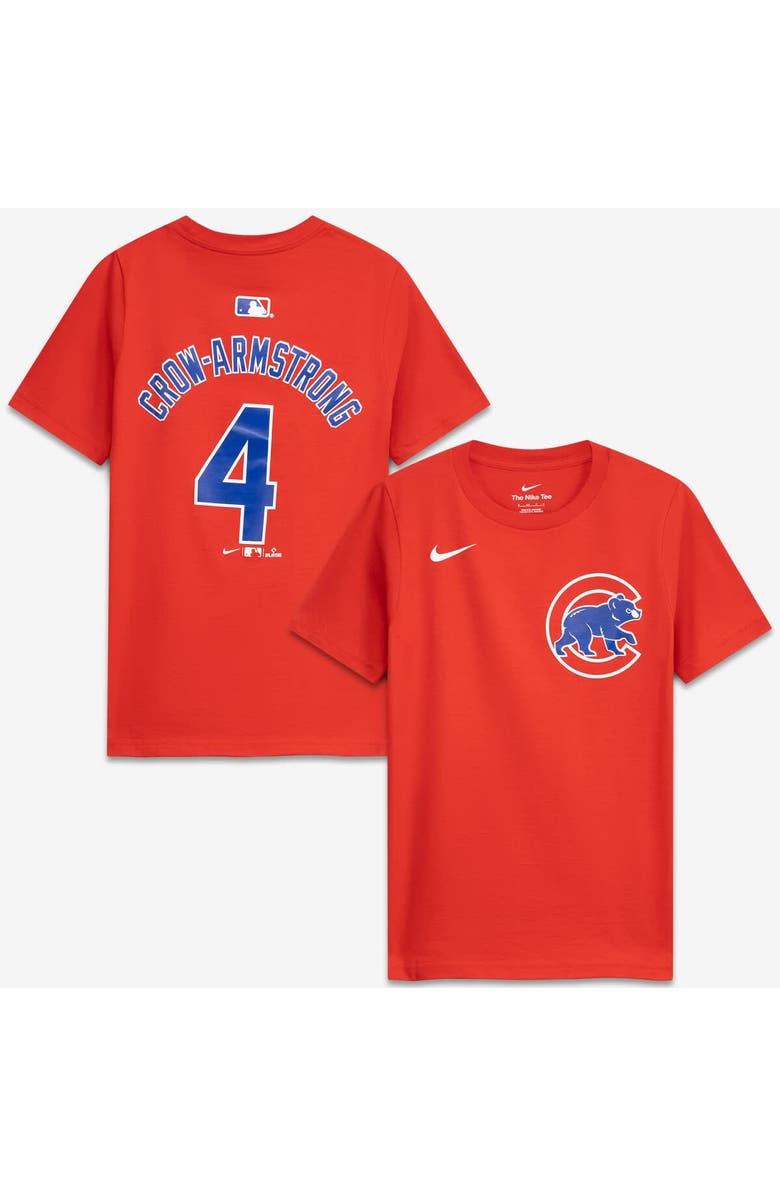 Nike Youth Nike Pete Crow-Armstrong Red Chicago Cubs Name & Number T-Shirt, Main, color, Red