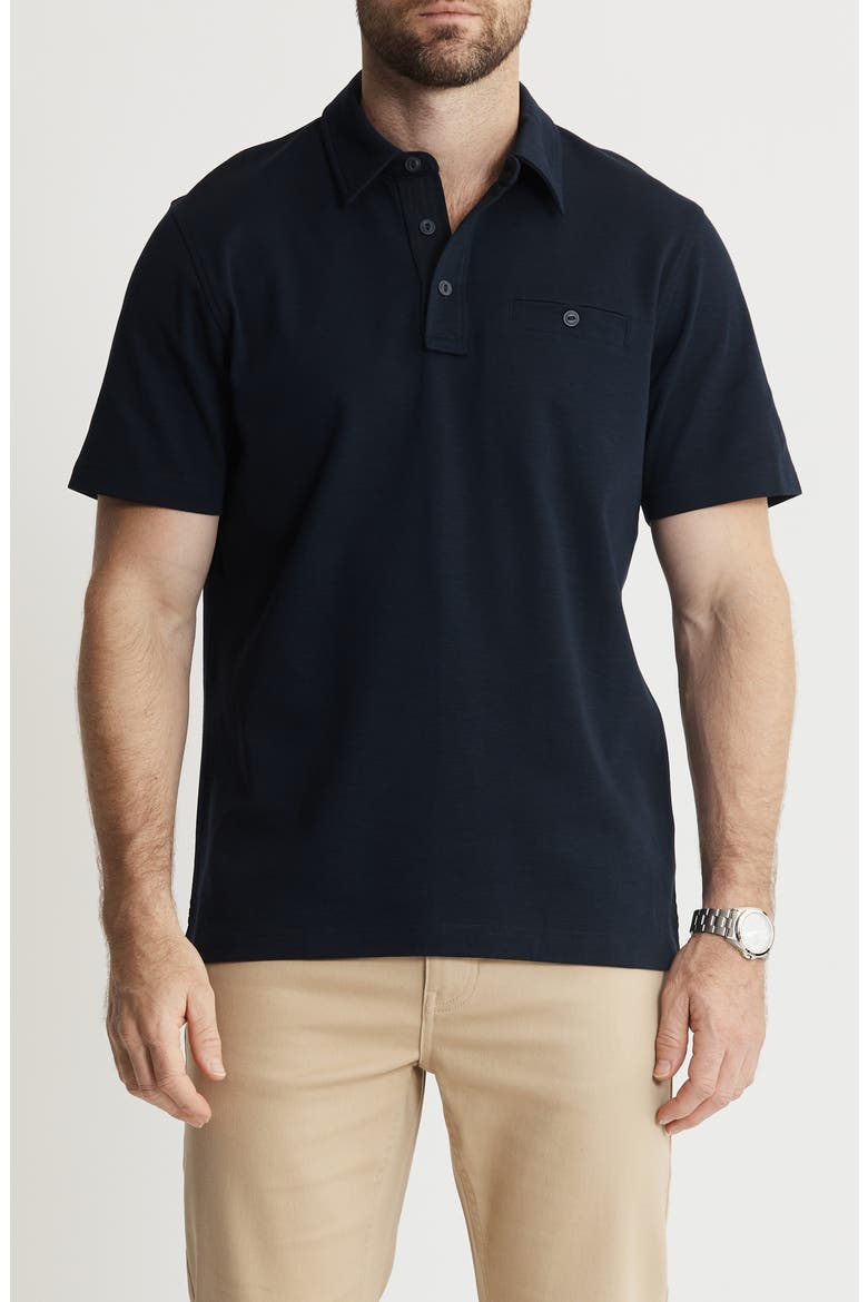 Reverse Cotton Slub Polo, Main, color, NAVY