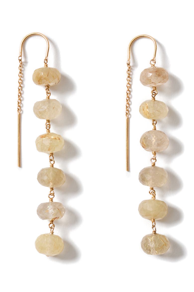 Semiprecious Stone Linear Drop Earrings, Main, color, RUTILATED QUARTZ