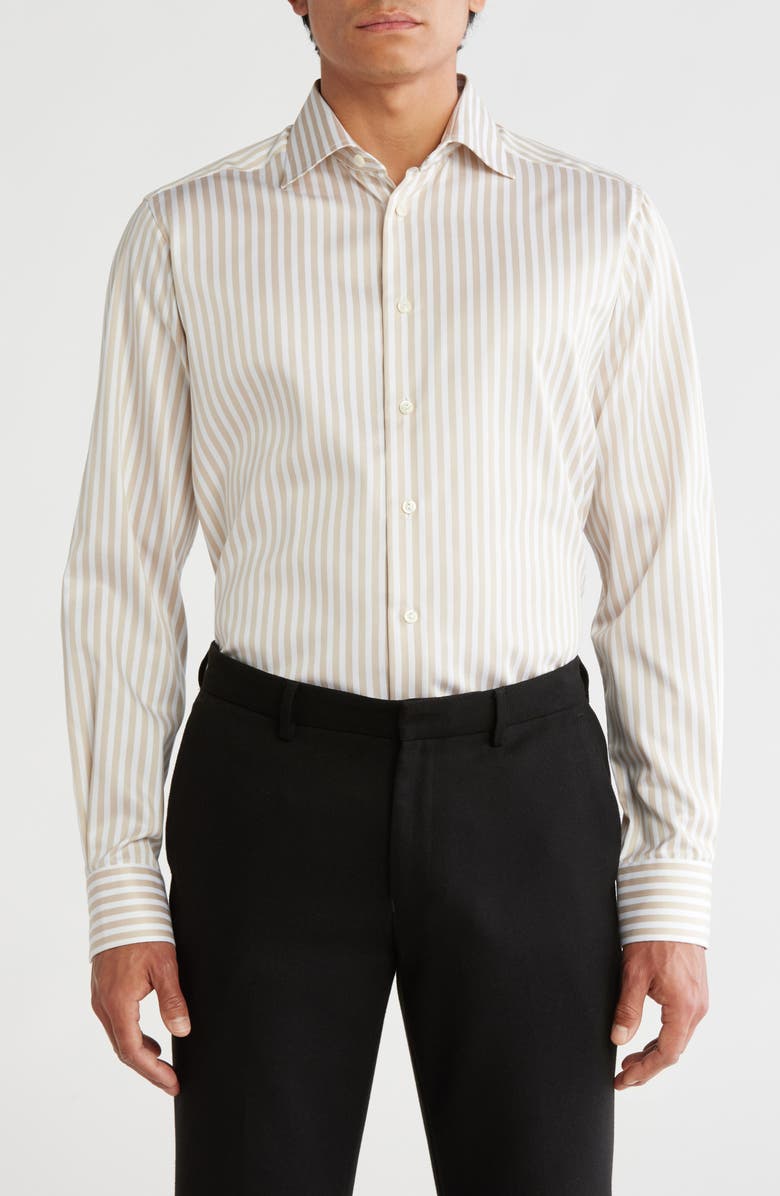 Eton Contemporary Fit Stripe Cotton Dress Shirt, Main, color,