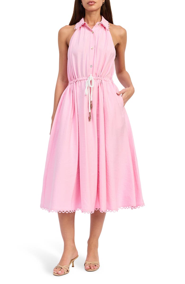 En Saison Brynn Belted Sleeveless Midi Dress, Main, color, Pink