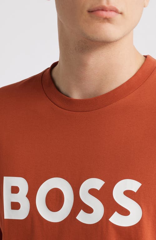 Hugo Boss Boss Tiburt 354 Logo Cotton Graphic T-shirt In Dark Orange