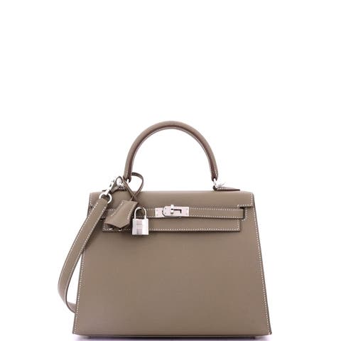 Kelly Handbag Grey Epsom with Palladium Hardware 25