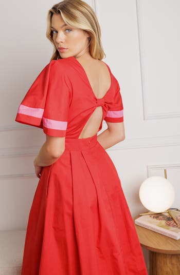 Short Sleeve Fit & Flare Midi Dress