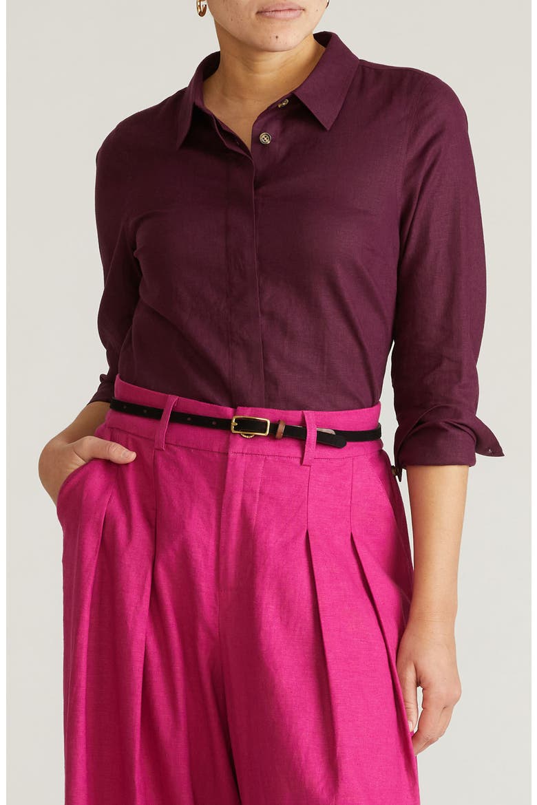 Elbe Long Sleeve Button-Up Shirt, Main, color, ACAI PURPLE