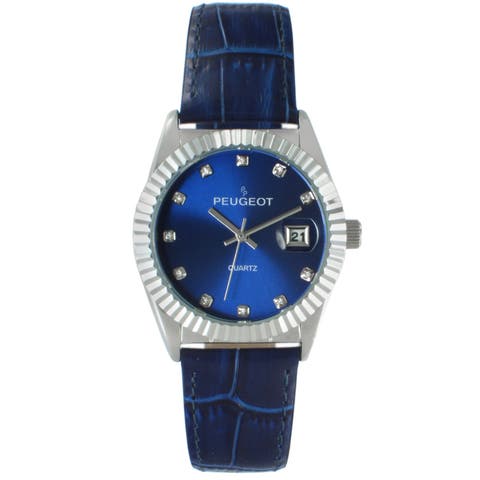 Luxury Fluted Bezel Calendar Leather Watch - 36MM