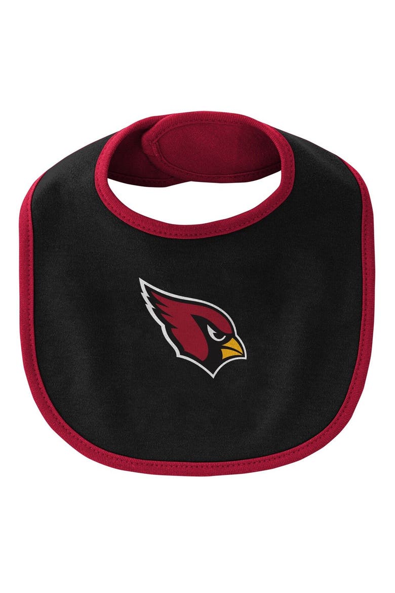 Newborn & Infant Cardinal/Black Arizona Cardinals Little Champ Three-Piece Bodysuit Bib & Booties Set, Alternate, color, Red