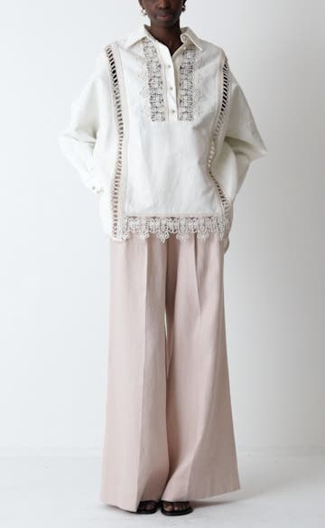 【ANGLAN】Lace Over Shirt Lace Shirts | Loft