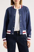 rag & bone Miramar Trompe l'Oeil Denim Collegiate Bomber Jacket
