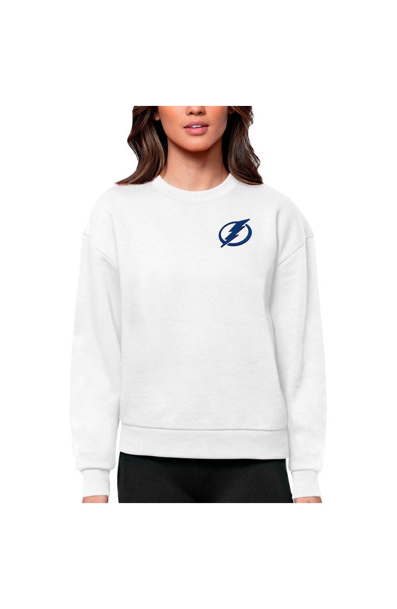 ANTIGUA Women's Antigua White Tampa Bay Lightning Primary Logo Victory Crewneck Pullover Sweatshirt, Main, color, White