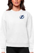 ANTIGUA Women's Antigua White Tampa Bay Lightning Primary Logo Victory Crewneck Pullover Sweatshirt