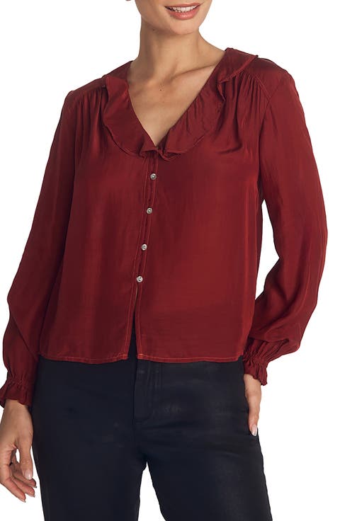 Ruffle Collar Button-Up Shirt