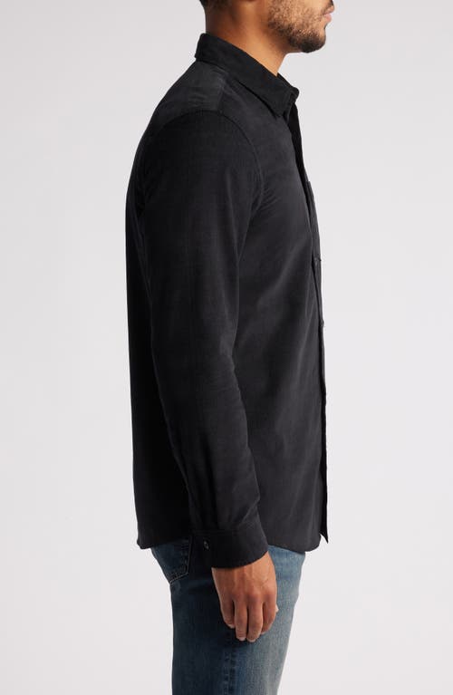 Nordstrom Trim Fit Fine Wale Corduroy Button-up Shirt In Black