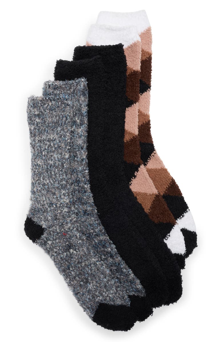 NORDSTROM RACK Assorted 3-Pack Butter Socks, Main, color, Black Multi