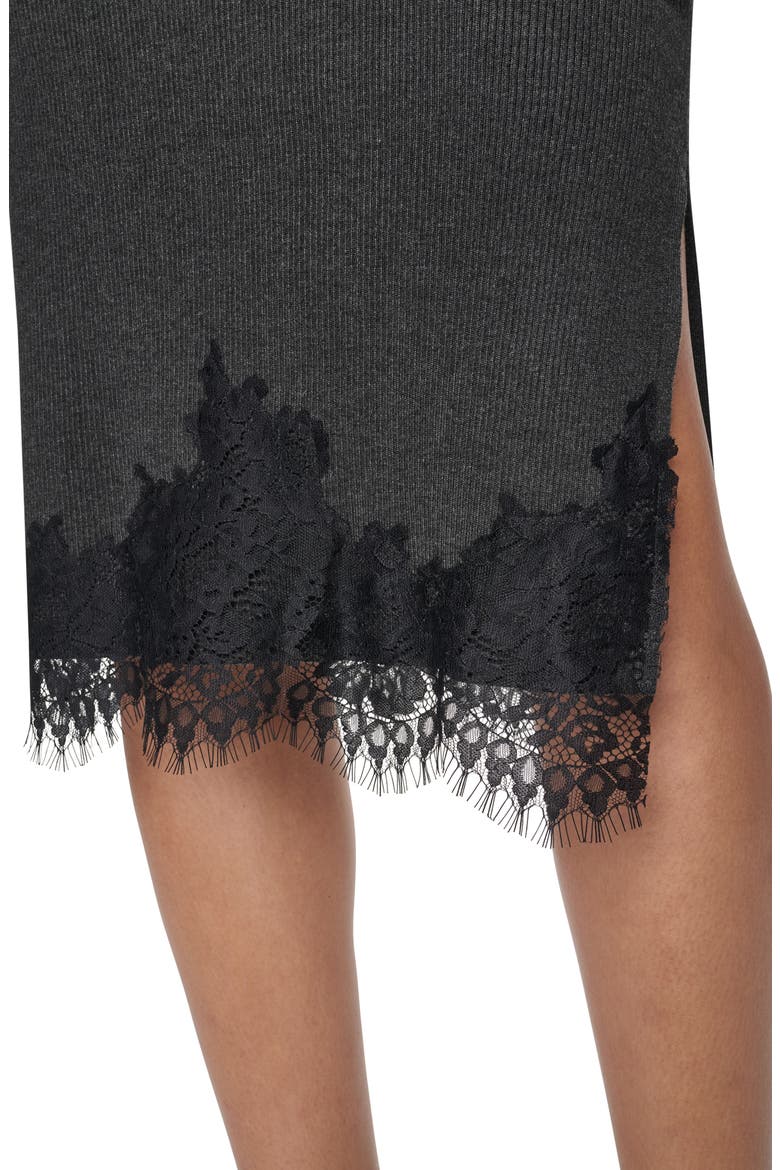 Lace Trim Midi Sweater Dress, Alternate, color, ASPHALT