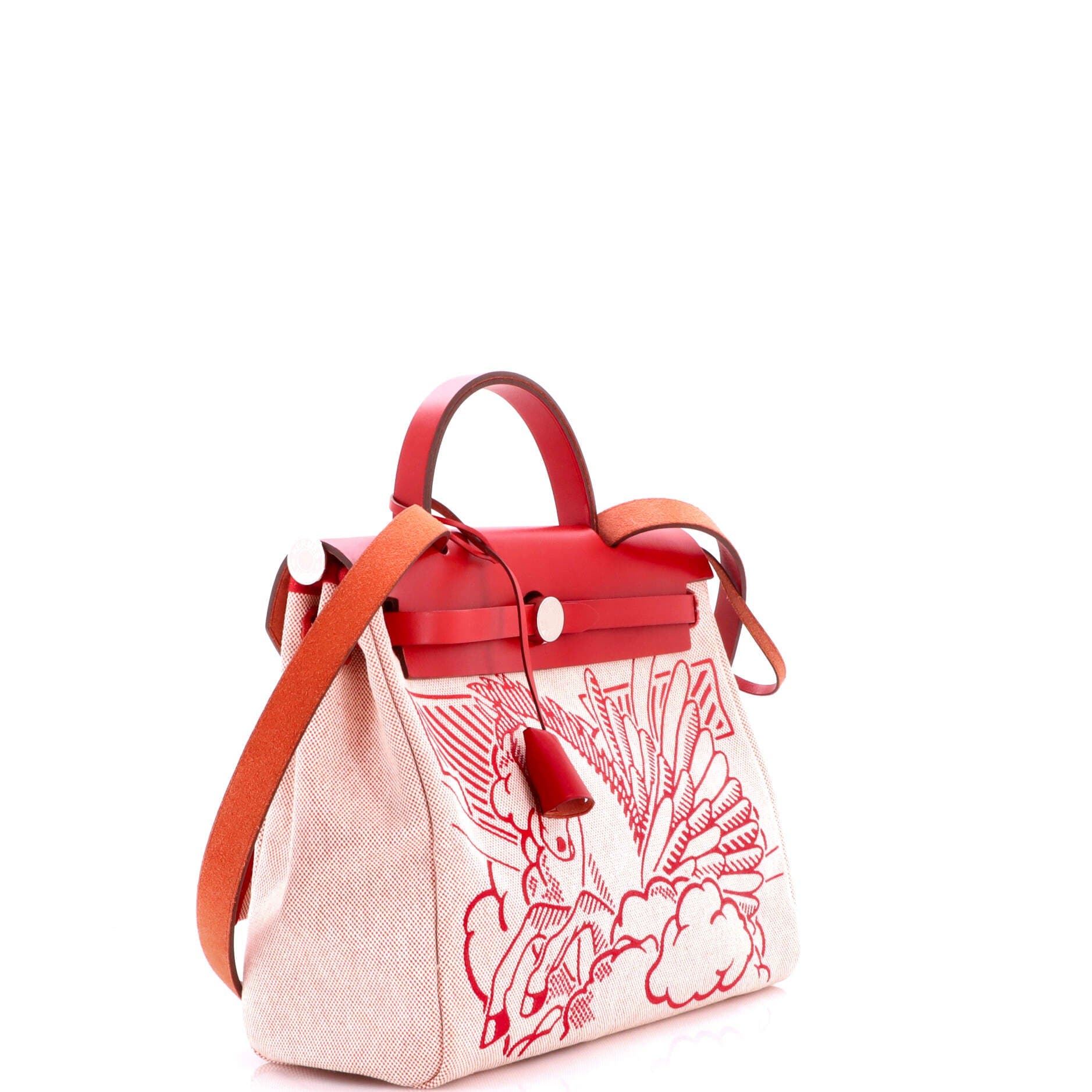 Pre-Owned Hermes Herbag Zip Pegase Pop Toile and Leather 31, Alternate, color, Rouge Piment