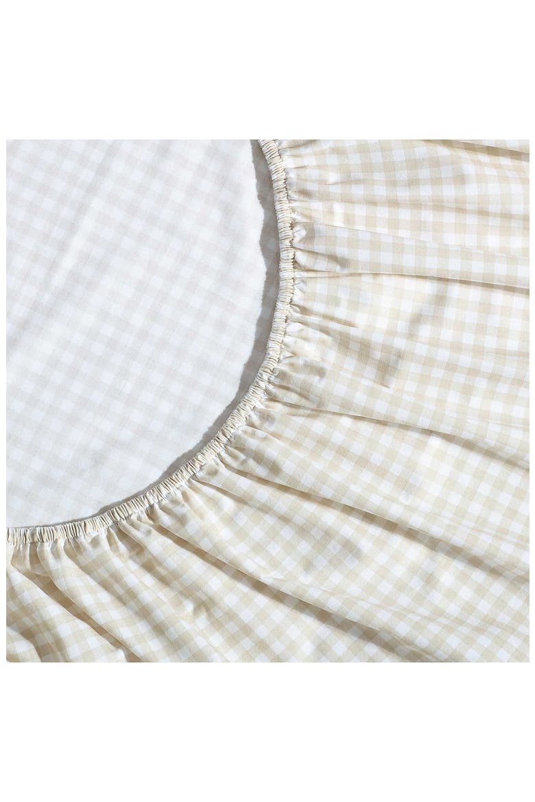 Little Gingham 200 Thread Count Cotton Percale Full Sheet Set, Alternate, color, LT-PASTEL BROWN