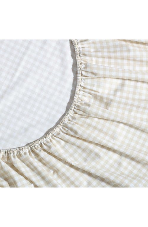 Eddie Bauer Little Gingham 200 Thread Count Cotton Percale Queen Sheet Set In Lt-pastel Brown