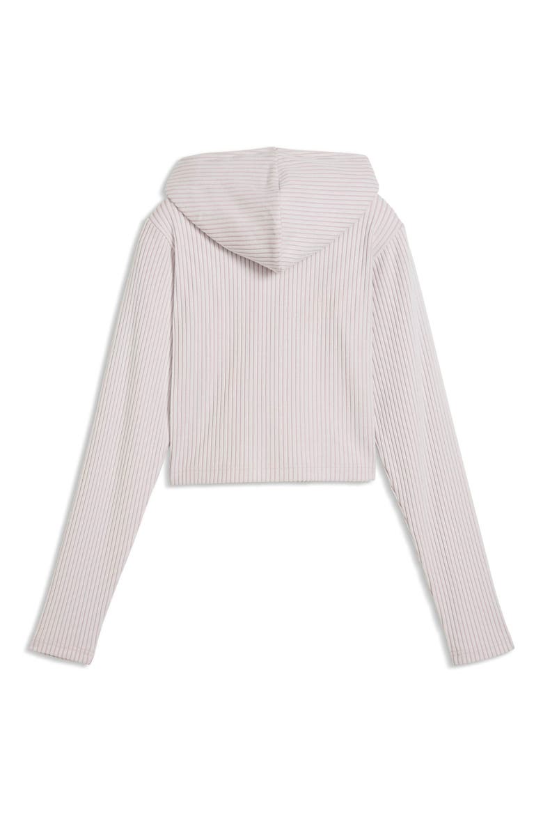 Crop Rib Hoodie, Alternate, color, MISTY PINK HEATHER