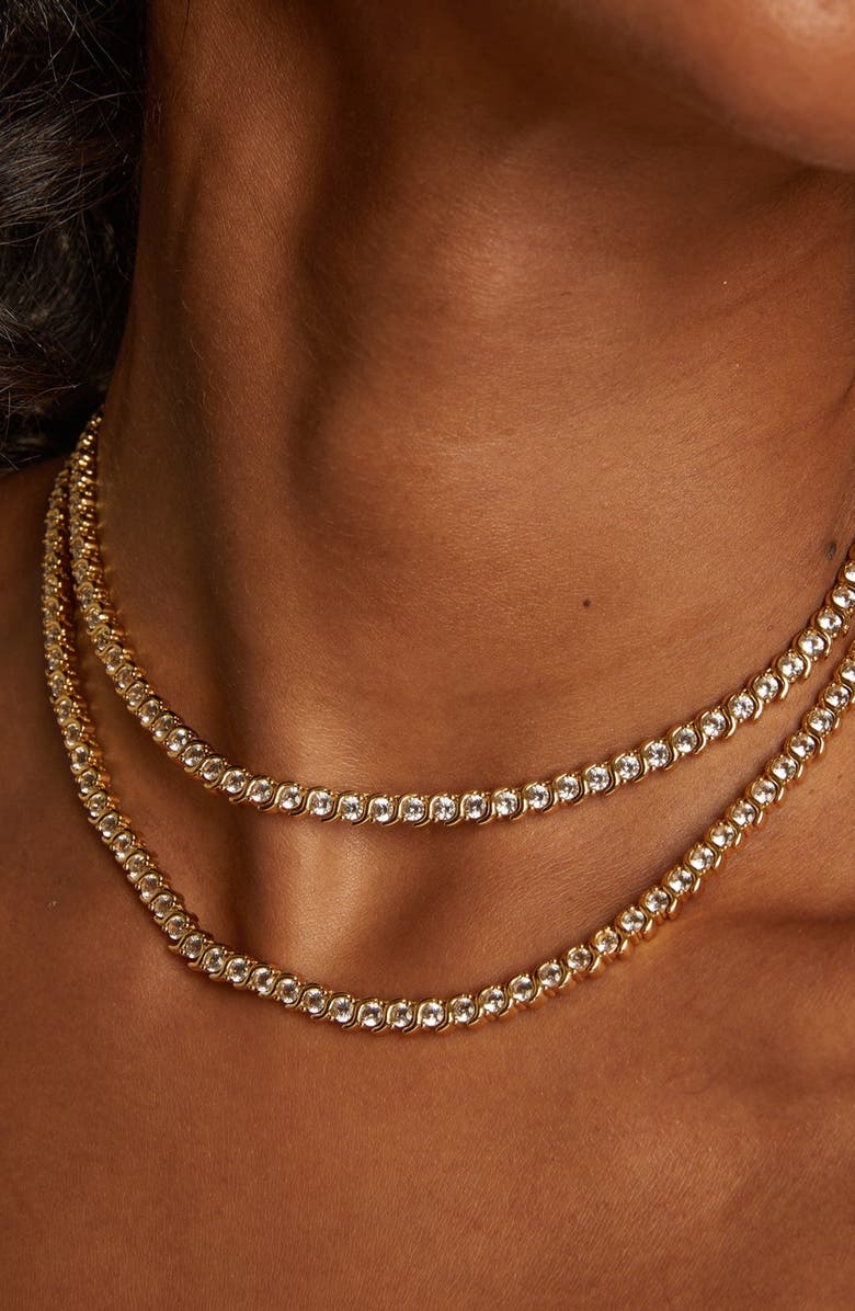 Aurate New York S Estate Lab Grown White Sapphire Tennis Necklace, Alternate, color, Yellow