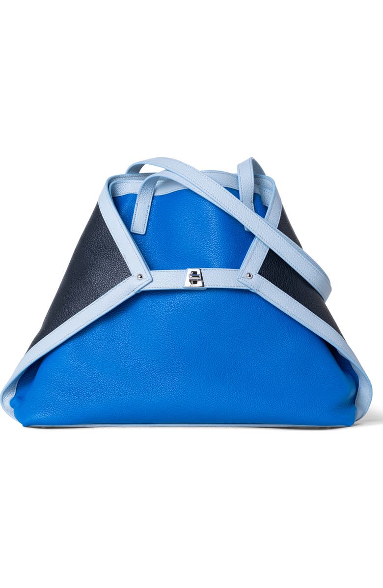 Akris Medium AI Colorblock Frame Calfskin Leather Tote, Main, color,