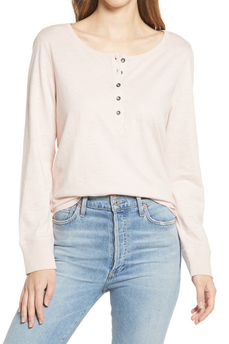 Ribbon Henley Shirt, Main, color, PINK SMOKE