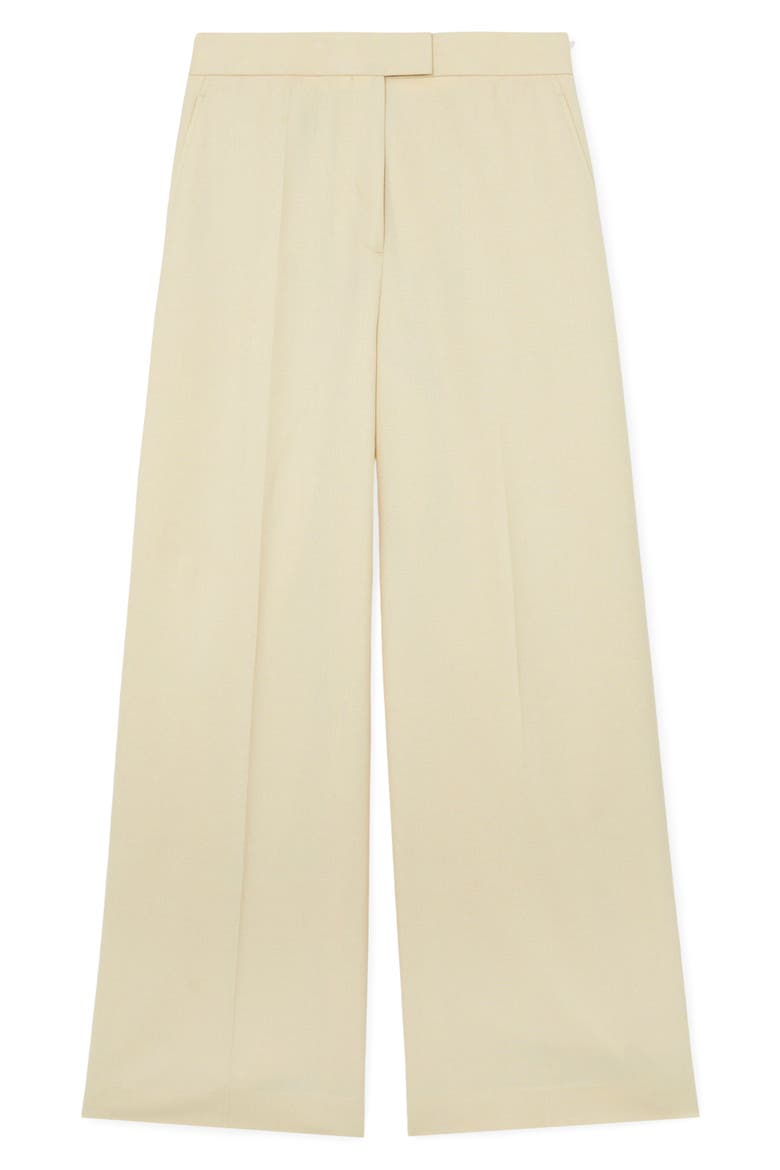 Anya Wide Leg Silk & Wool Pants, Alternate, color, CREAM