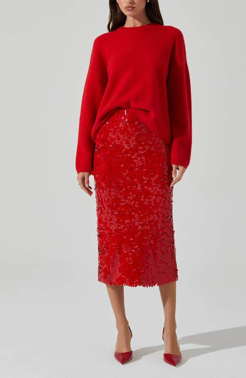 Astr The Label Amos Paillette Midi Skirt In Red