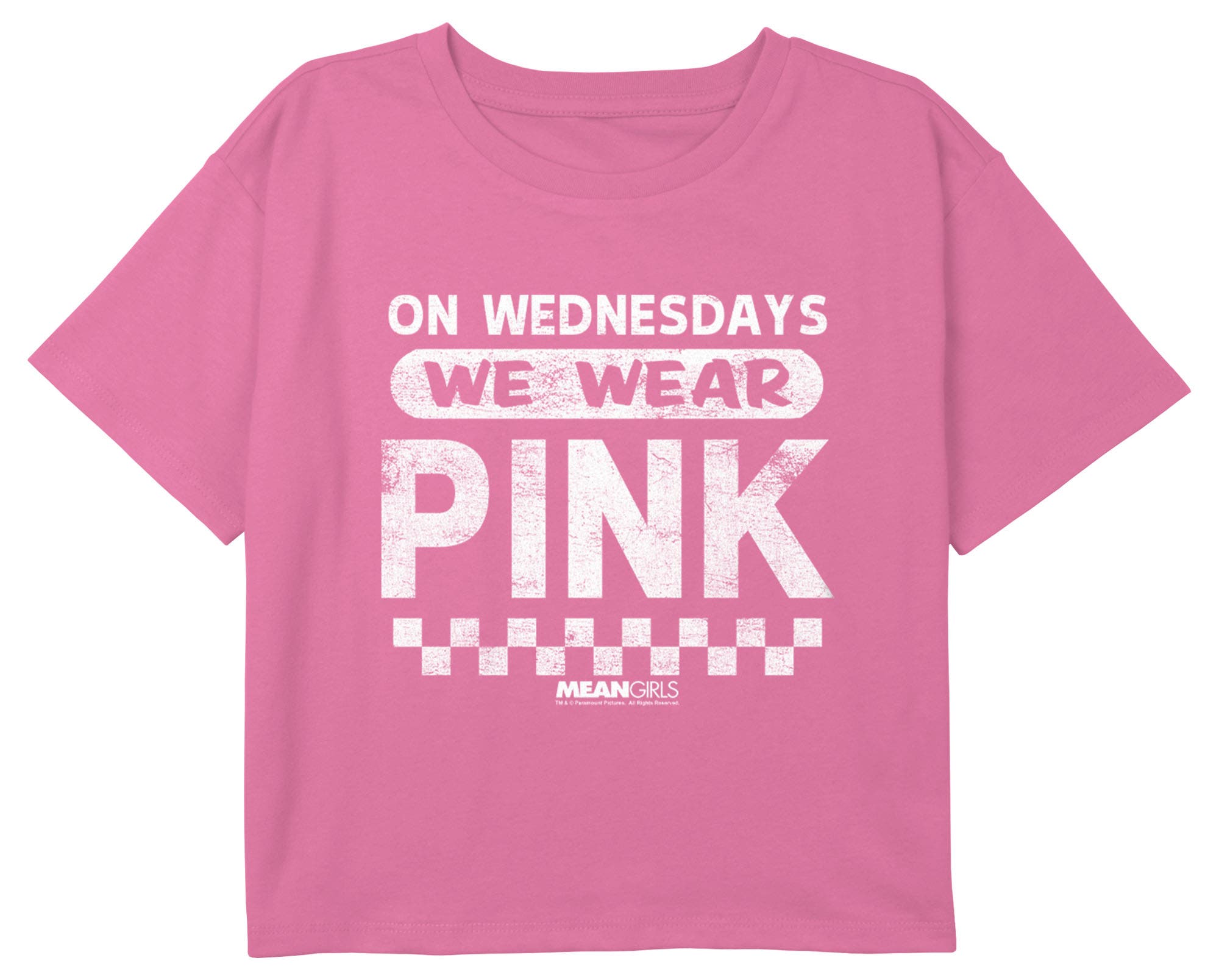 Girl's Mean Girls On Wednesdays We Wear Pink Checkered  Graphic T-Shirt in Light Pink 