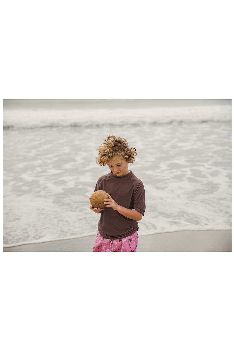 Kids' Short Sleeve Recycled Blend Rashguard, Alternate, color, BROWN