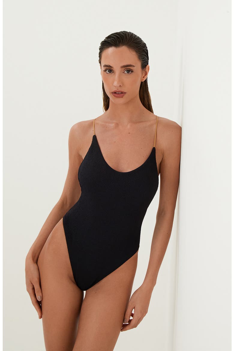 Firenze Ney Racerback One-Piece Swimsuit, Alternate, color, BLACK