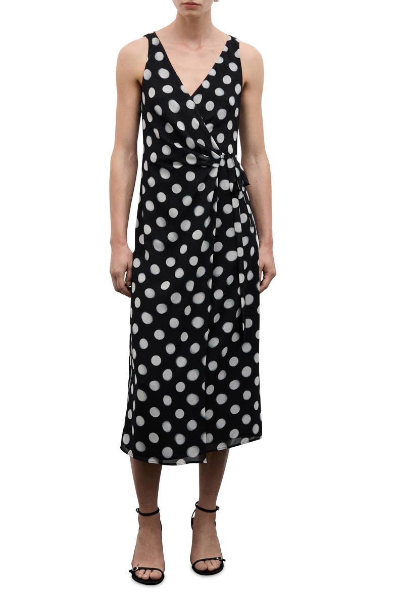 MANGO Polka Dot Wrap Dress, Main, color, 