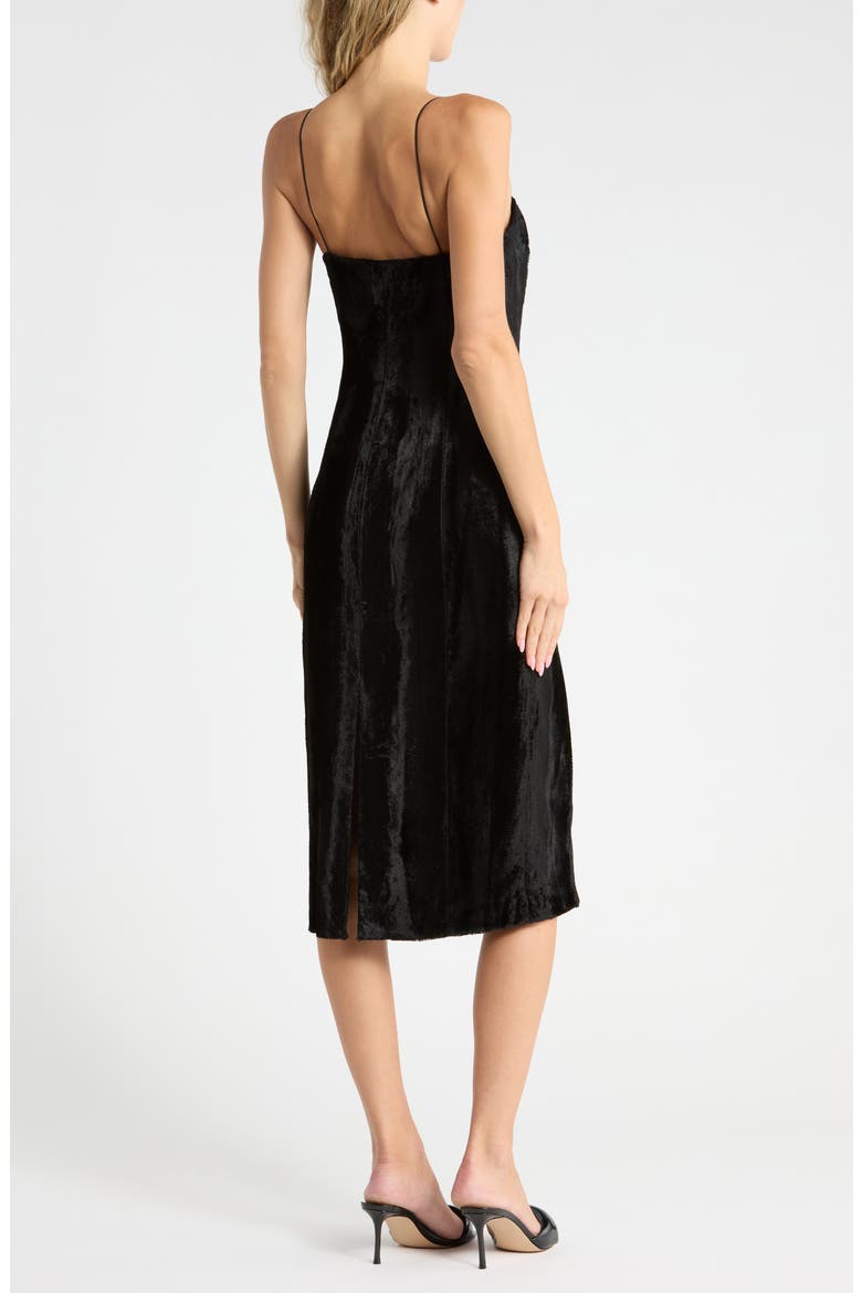 Pony Faux Calf Hair Midi Dress, Alternate, color, BLACK