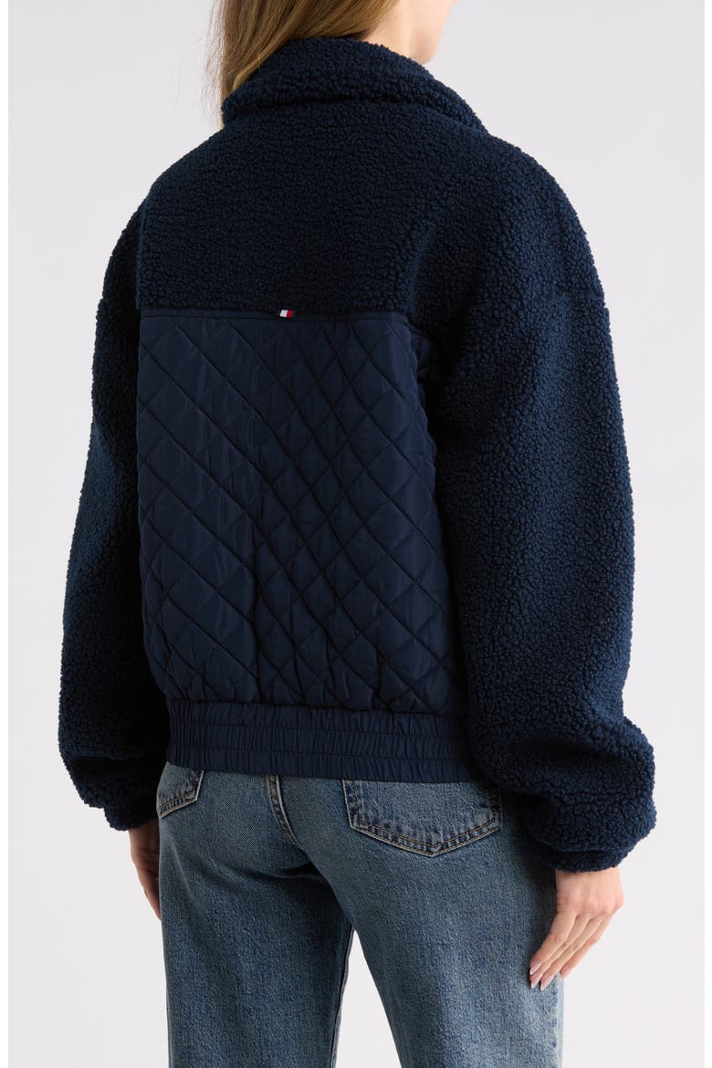 High Pile Fleece Bomber Jacket, Alternate, color, DK NAVY