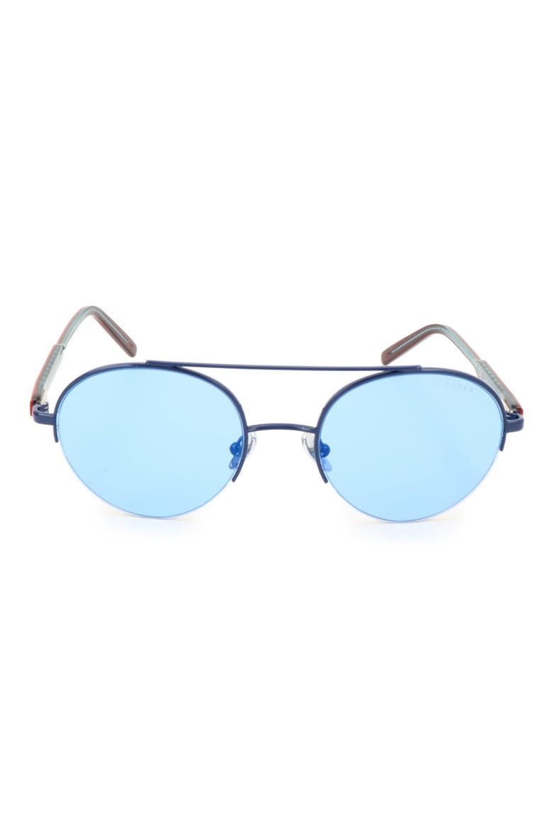 52mm Round Sunglasses, Main, color, BLACK